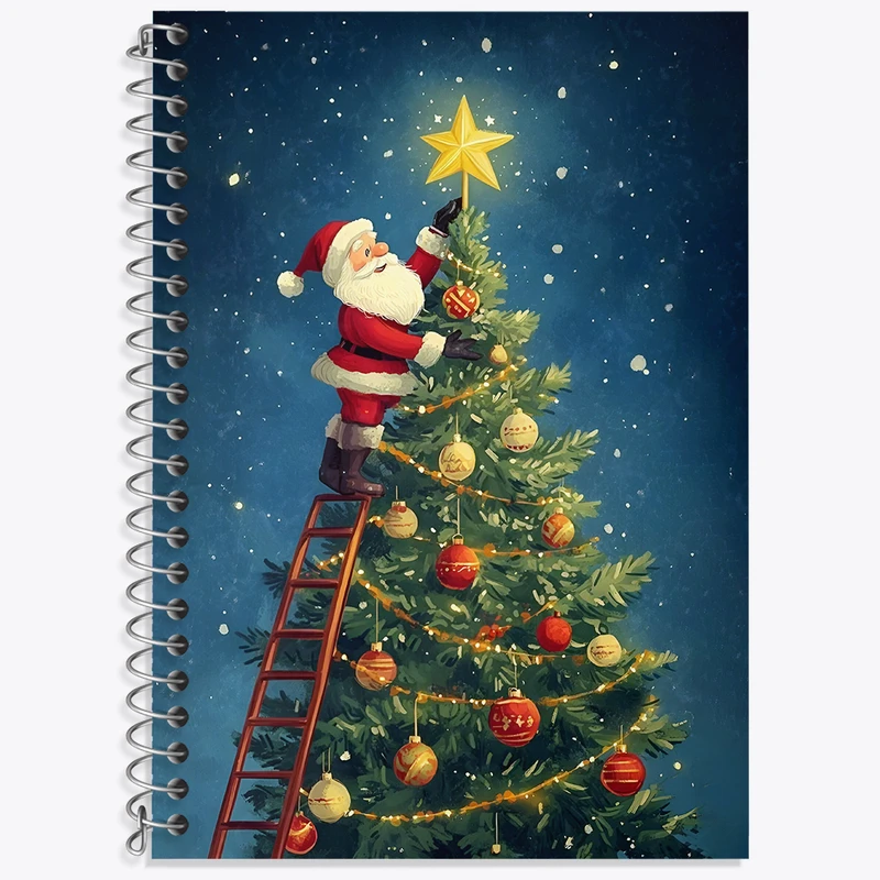 دفتر زبان 50 برگ خندالو مدل سه خط طرح بابانوئل و کریسمس کد N5872