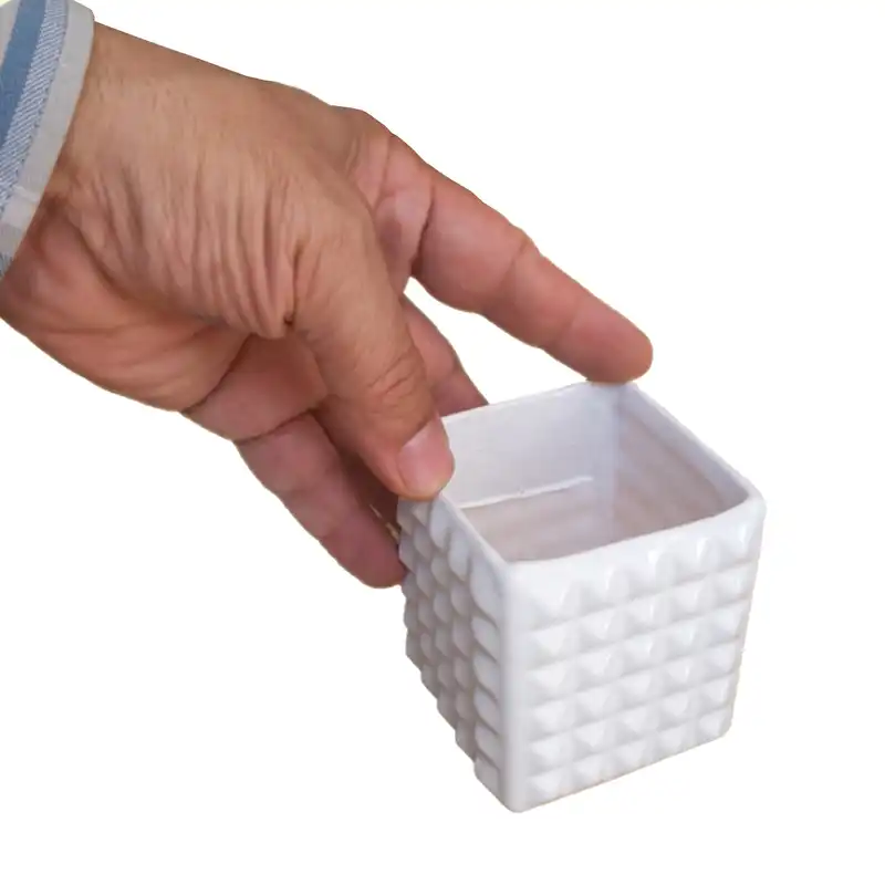 گلدان سرامیکی مدل الماسی مکعب کد VAS-S