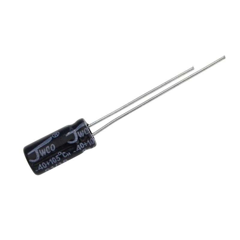 خازن 47 میکروفاراد 50 ولت جی دبلیو کو کد 650 بسته 10 عددی