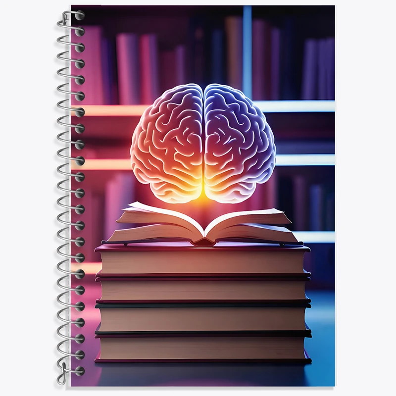 دفتر زبان 50 برگ خندالو مدل سه خط طرح مغز کد F8156