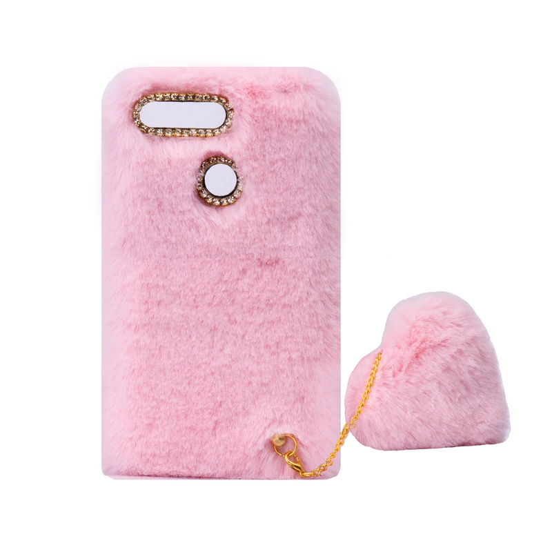 کاور طرح دخترانه مدل خزدار پشمالو مناسب برای گوشی موبایل هواوی Y6 2018 به همراه آویز