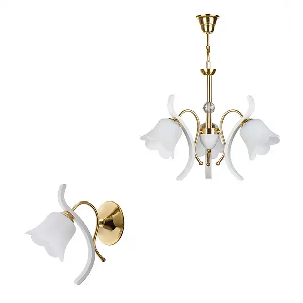 لوستر و چراغ دیواری چشمه نور کد A888/3-1-Pro مجموعه دو عددی