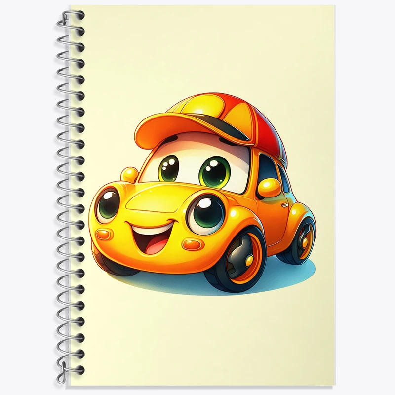 دفتر زبان 50 برگ خندالو مدل دو خط طرح ماشین زرد کیوت کد F7979