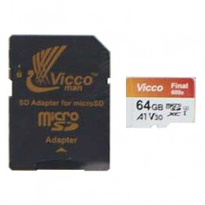 کارت حافظه microSDXC ویکومن مدل 600x plus کلاس 10 استاندارد UHS-I U3 A1 V30 سرعت 90MBs ظرفیت 64 گیگابایت به همراه آداپتور SD