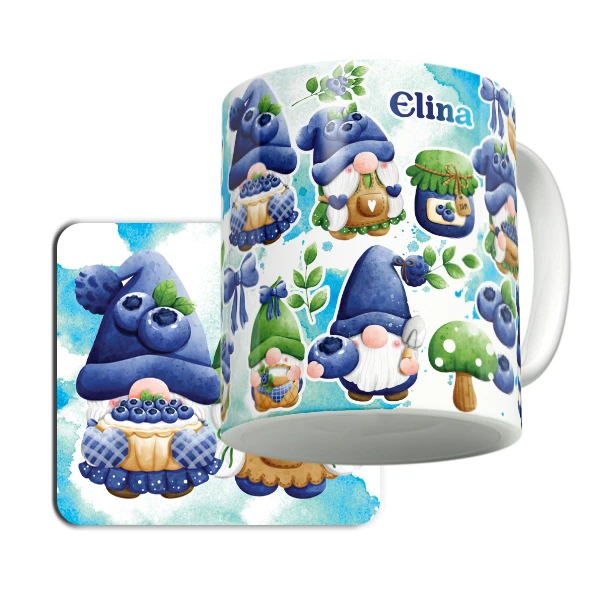 ماگ لاژید مدل اسم الینا طرح کارتونی به همراه زیر لیوانی