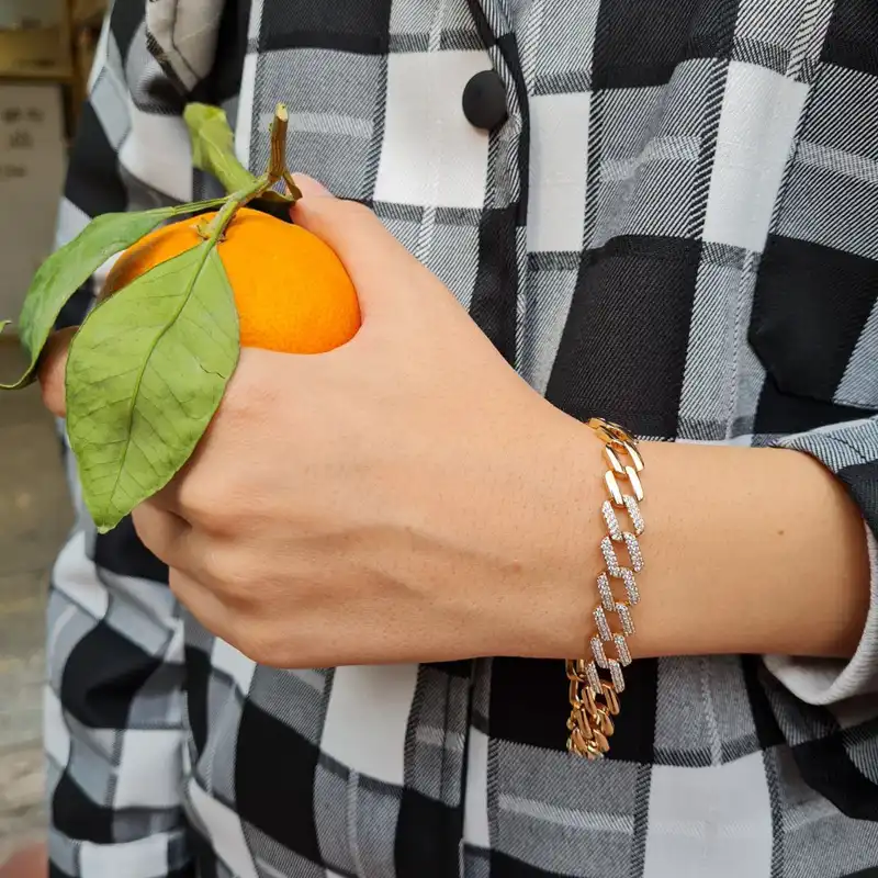 دستبند زنانه ژوپینگ مدل زنجیری نگینی مستطیل