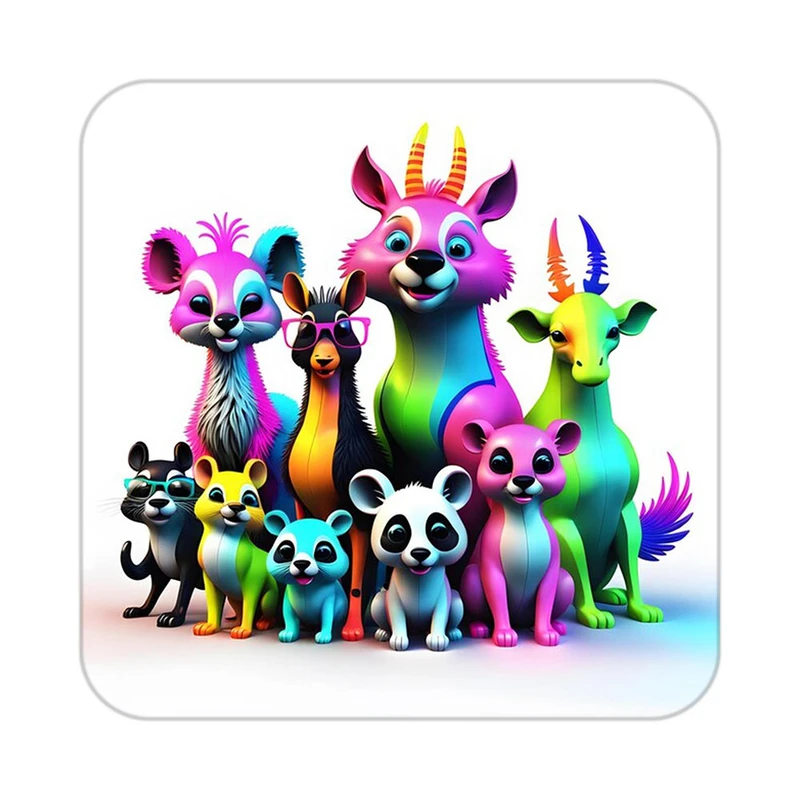 زیر لیوانی کاکتی طرح حیوانات رنگی مدل mp25224