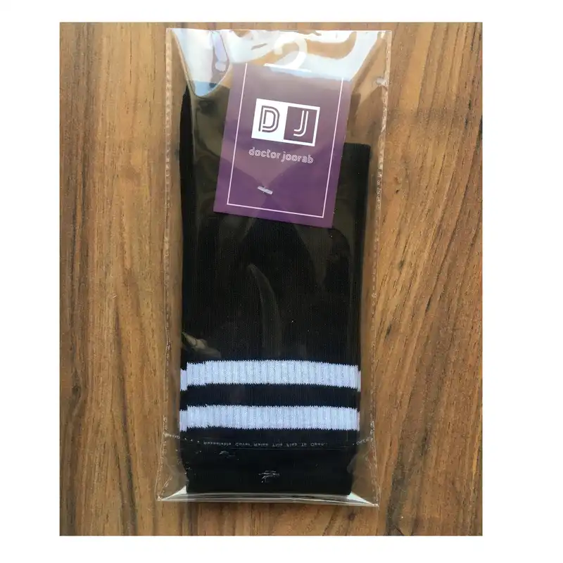 جوراب زنانه مدل ساق بلند کشی طرح 2 خط رنگ مشکی