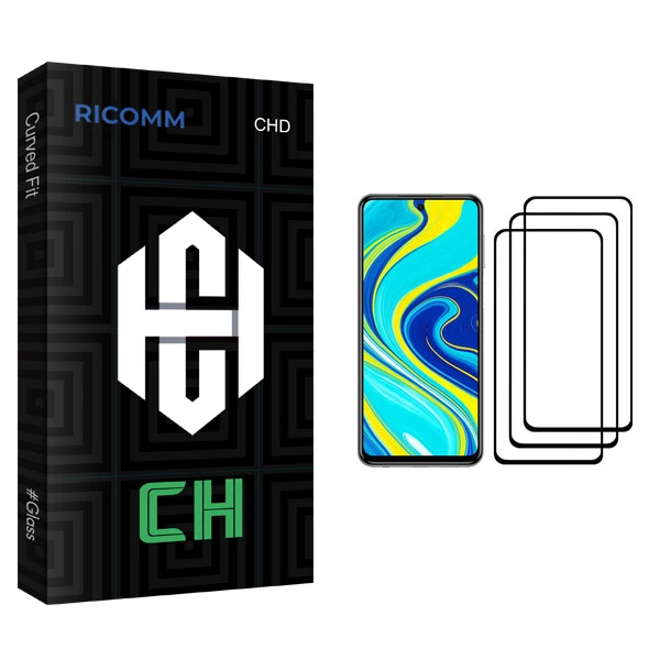 محافظ صفحه نمایش ریکام مدل CH glass مناسب برای گوشی موبایل شیائومی Redmi Note 9S بسته سه عددی