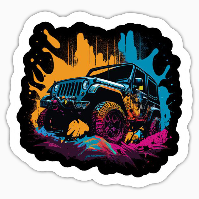 استیکر لپ تاپ و موبایل بووم طرح ماشین مدل Jeep رنگی کد LA35