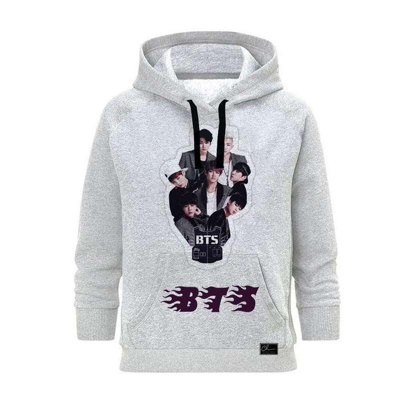 هودی زنانه مدل BTS کد Bz46 رنگ طوسی