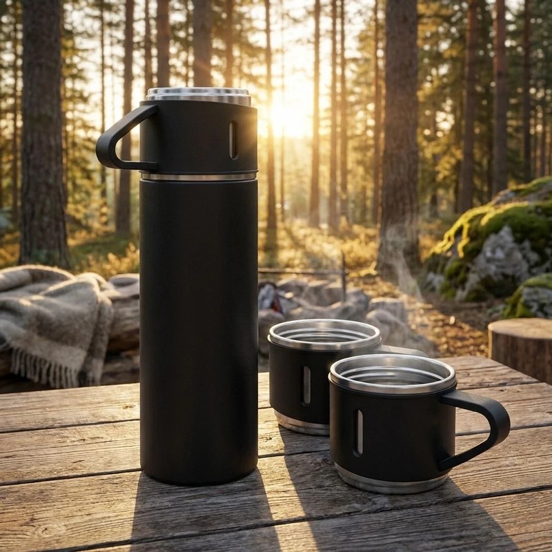 عکس شماره 2 : فلاسک مدل کادویی vacuum flask set گنجایش 0.5 لیتر به همراه لیوان مجموعه 3 عددی