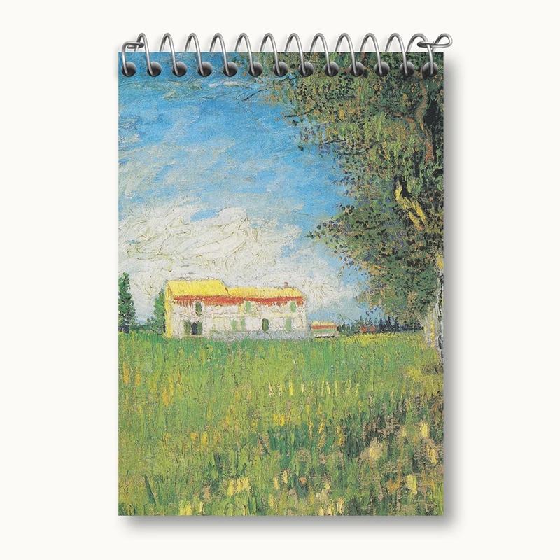 دفتر یادداشت 50 برگ خندالو مدل خانه در مزرعه گندم ونسان ونگوگ (Van Gogh) کد 36786