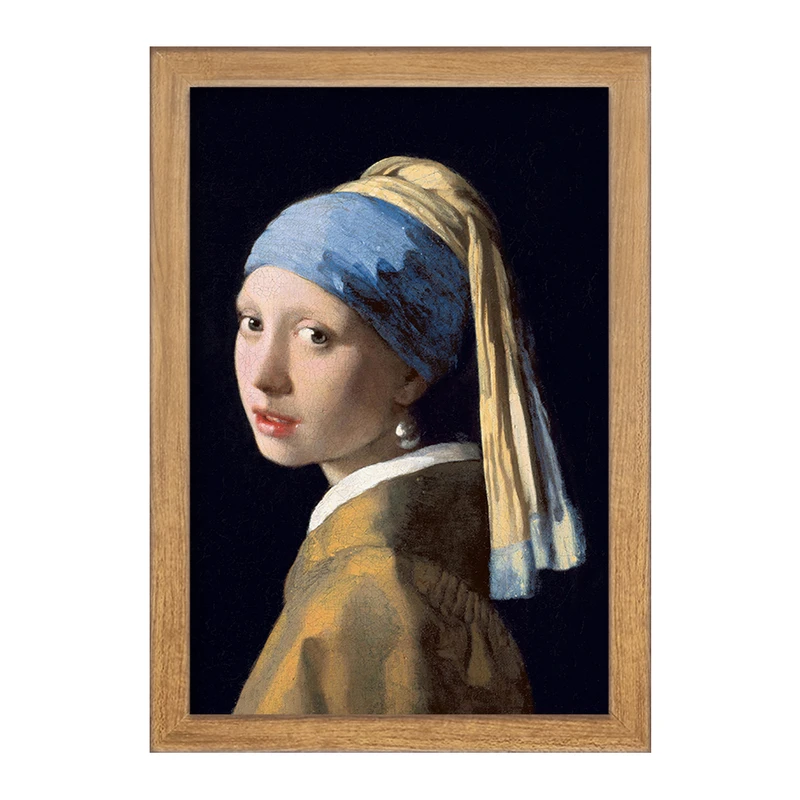 تابلو خندالو مدل دختری با گوشواره مروارید اثر یوهاتس ورمیر   کد 23347