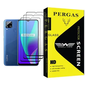 Waily Nice Pergas Glass MIX003 Screen Protector For Realme C15 Pack Of 3