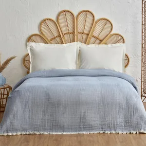 روتختی دو نفره کاراجا هوم مدل Perles Mavi Muslin Pike C.K سایز 240x230 سانتی‌متر