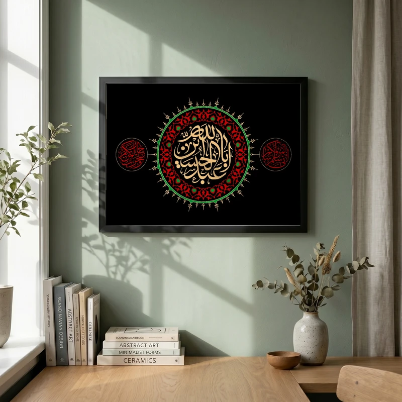 تابلو طرح یا اباعبد الله الحسین مدل G15464 فریم مشکی
