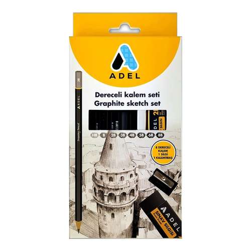 مداد طراحی آدل مدل GRAPHIT SKETCH به همراه پاک کن و تراش مجموعه 10 عددی