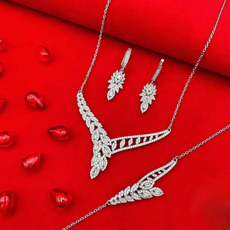 نیم ست نقره زنانه مدل گندم کد BS 14