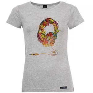 تی شرت آستین کوتاه زنانه 27 مدل Watercolor Headphones کد MH954