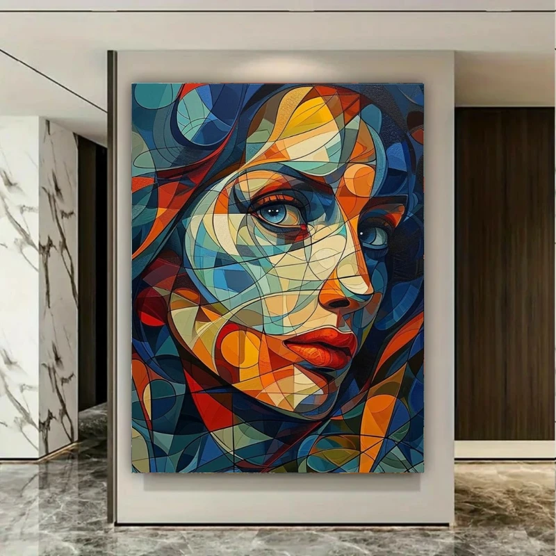تابلو بوم طرح مخمل اسکرایبل آرت چهره مدل رنگارنگ کد BK25058