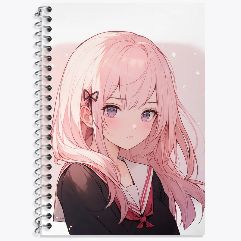 دفتر زبان 50 برگ خندالو مدل سه خط طرح دختر انیمه ای کد N1125