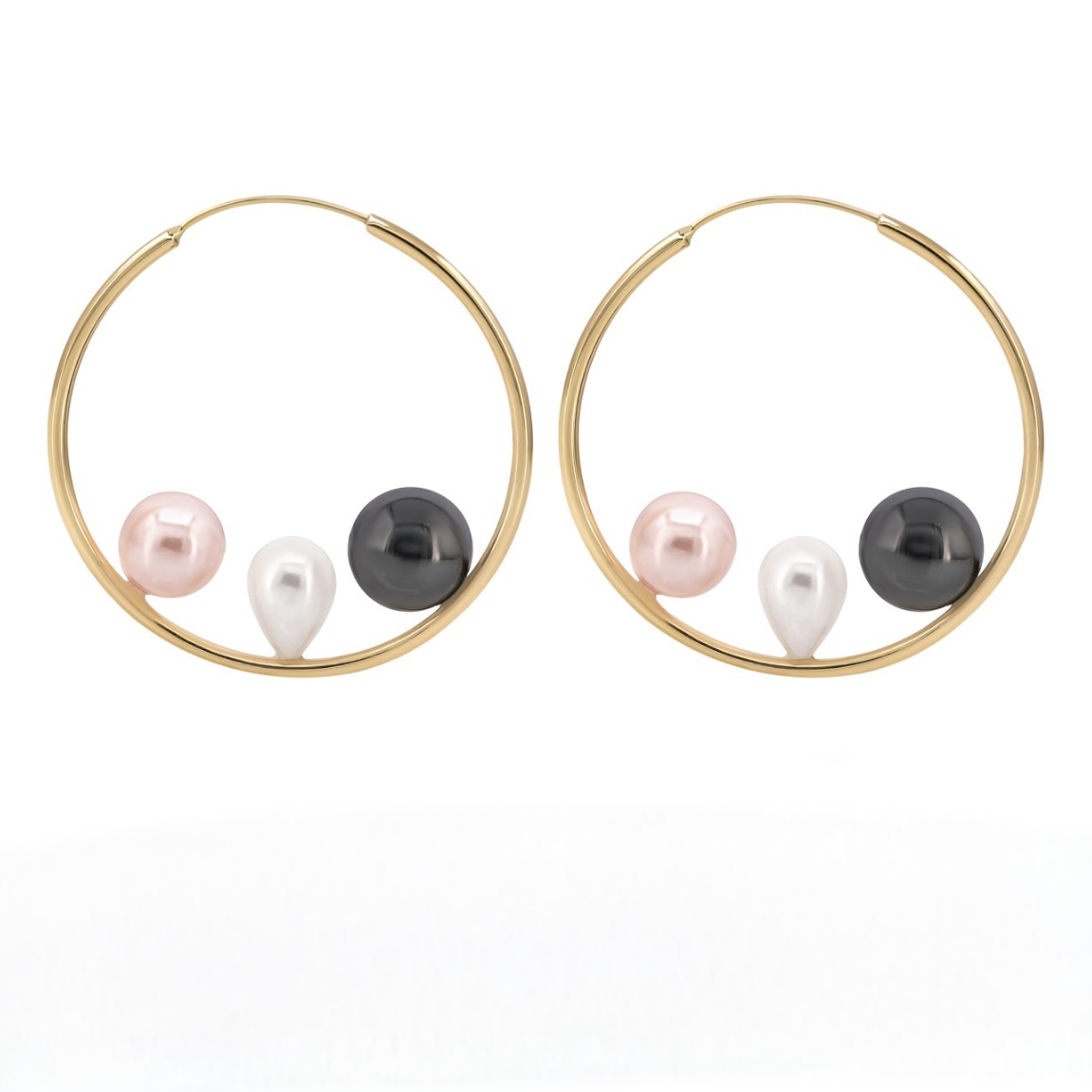 گوشواره حلقه ای طلا 18 عیار زنانه تاج مدل پرلینا