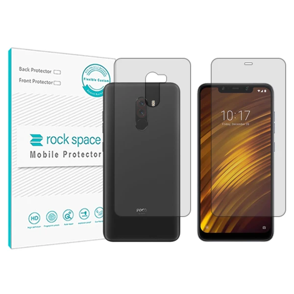 محافظ صفحه نمایش شفاف راک اسپیس مدل HyMTT مناسب برای گوشی موبایل شیائومی Poco Phone F1 به همراه محافظ پشت