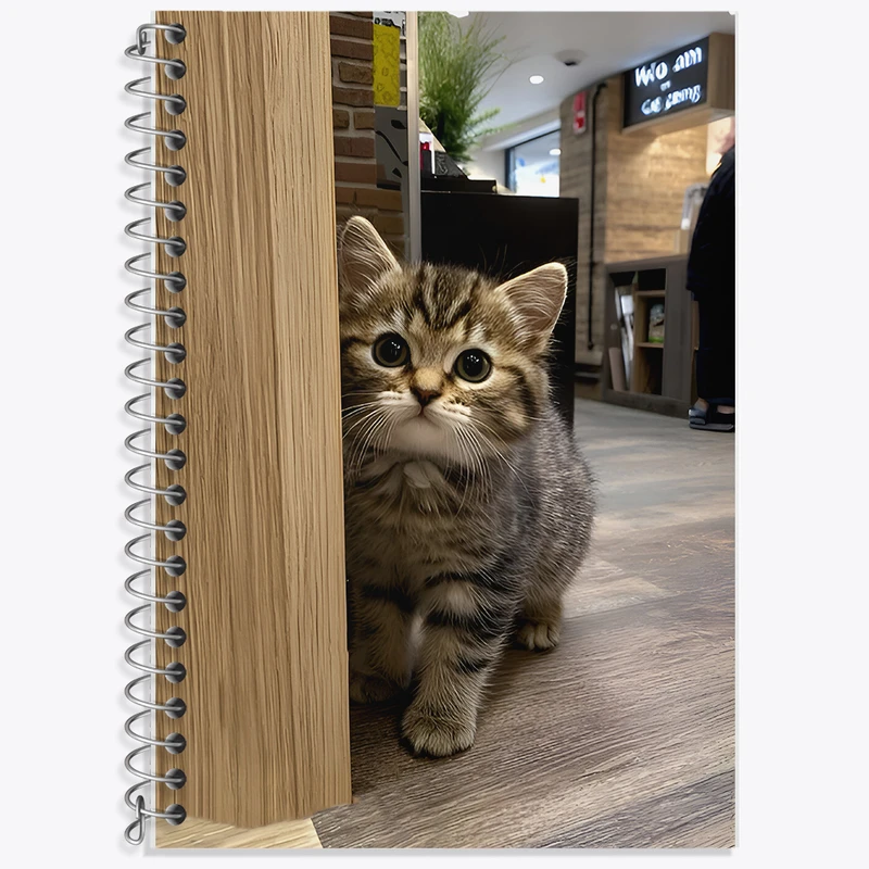 دفتر زبان 50 برگ خندالو مدل دو خط طرح گربه (cat) کد F7807