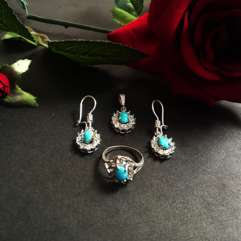 نیم ست نقره زنانه سلین کالا مدل فیروزه ce-fi1