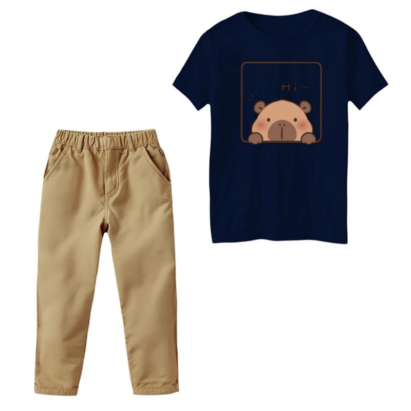 ست تی‌شرت و شلوار پسرانه مدل سلام فانتزی