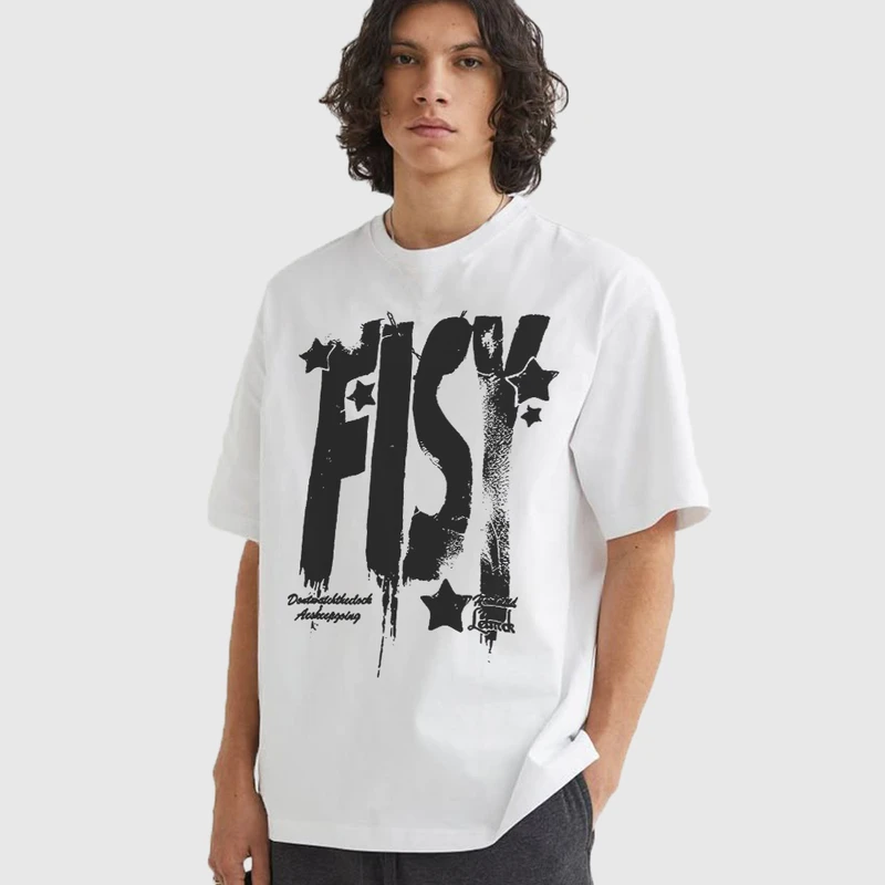 تی شرت آستین کوتاه مردانه مدل استریت استایل fish کد mo430