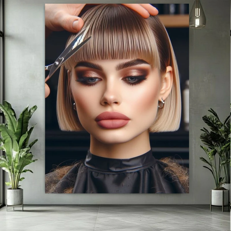 پوستر پارچه ای طرح مخمل آرایشگاه زنانه مدل چتری خاص کد M398