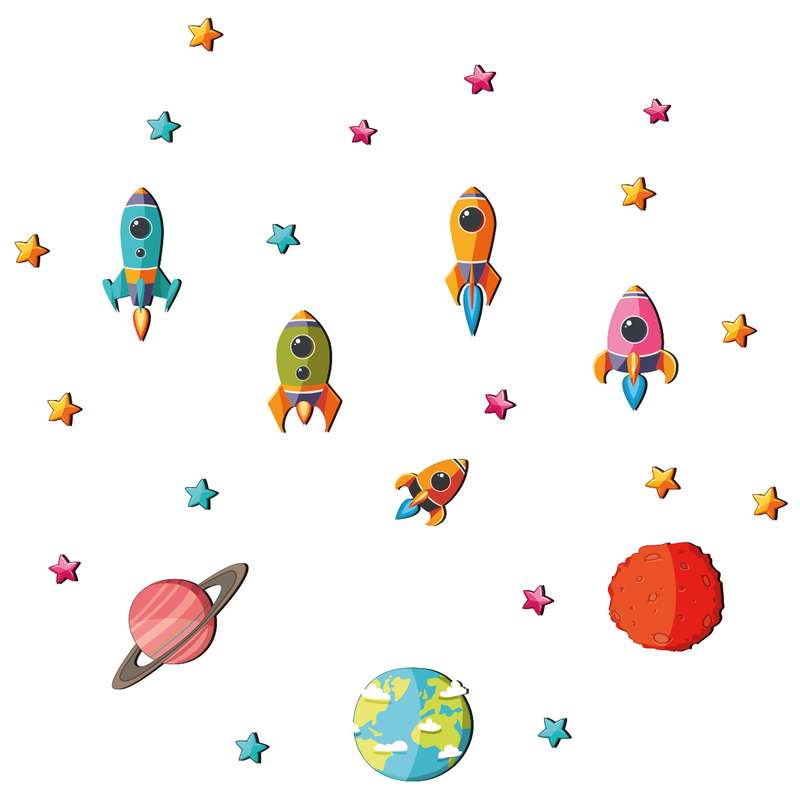 استیکر چوبی کودک باروچین مدل سفینه های فضایی کد 1254