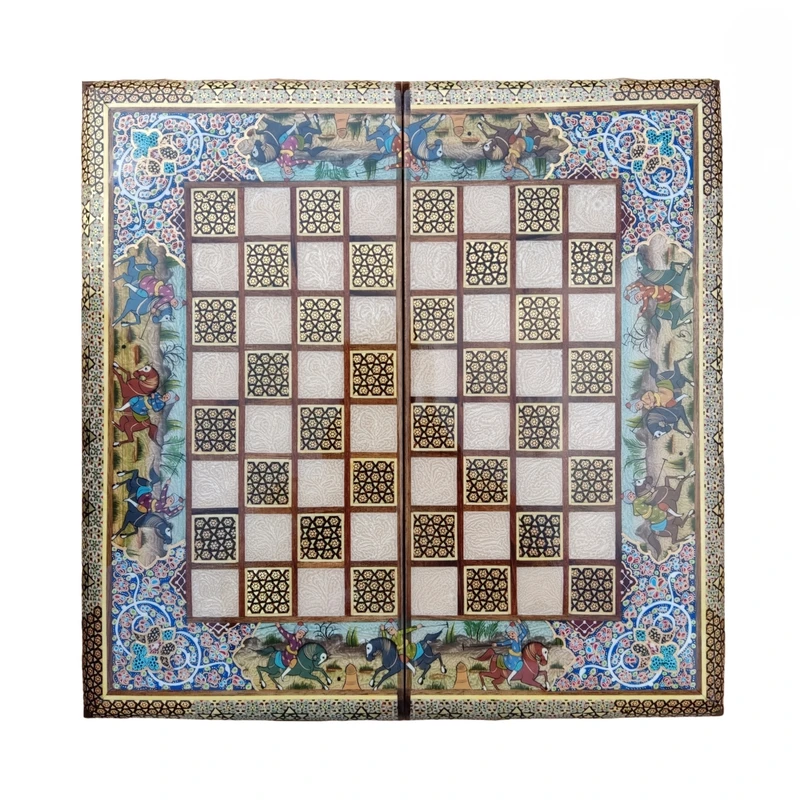 صفحه شطرنج خاتم کاری مدل چوگان کد 402