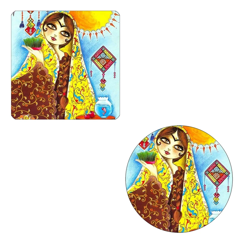 مگنت طرح بانوی شرقی کد M3 به همراه زیر لیوانی