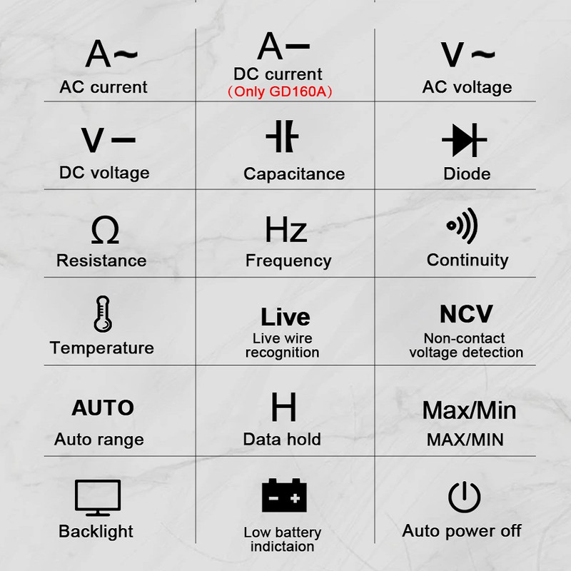 کلمپ آمپر متر جی وی دی ای مدل GD160A کلمپ آمپر متر جی وی دی ای مدل GD160A