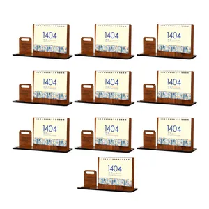 تقویم رومیزی سال 1404 مدل استند موبایل چوبی بسته 10 عددی