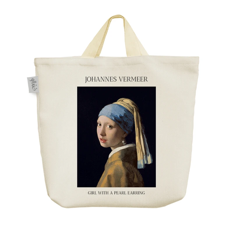 ساک خرید خندالو مدل دختری با گوشواره مروارید کد H2041