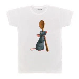 تی شرت آستین کوتاه بچگانه پرمانه طرح موش سر آشپز کد pmt.6994