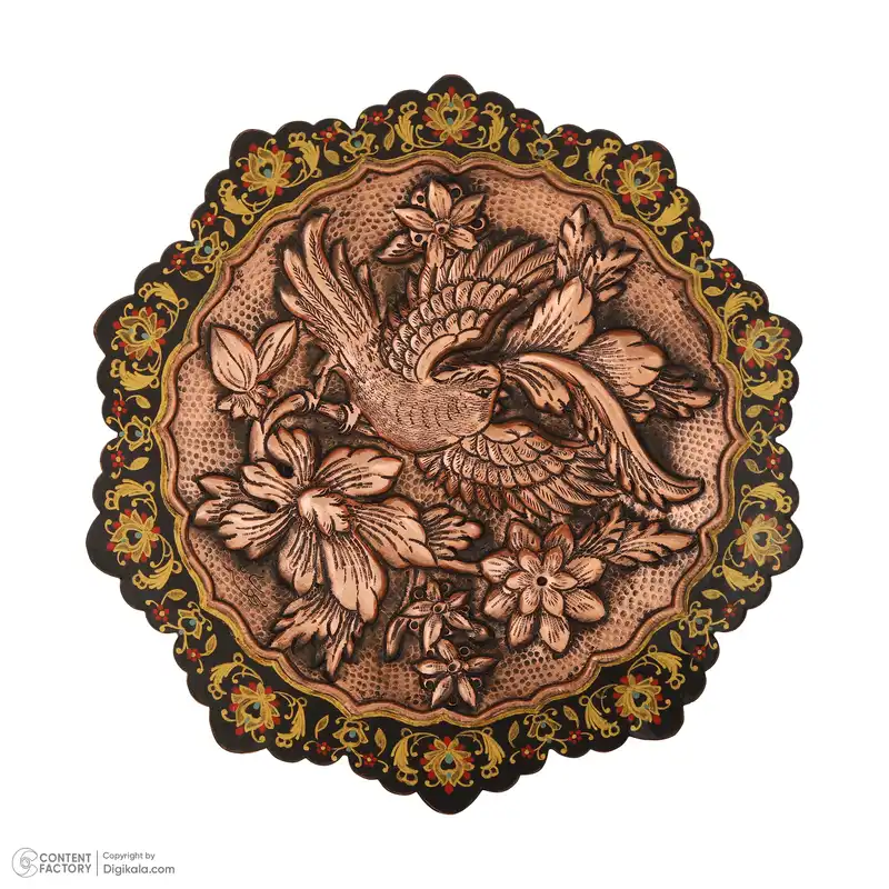 بشقاب دیوارکوب قلمزنی قهرمانی طرح گل و پرنده کد 920