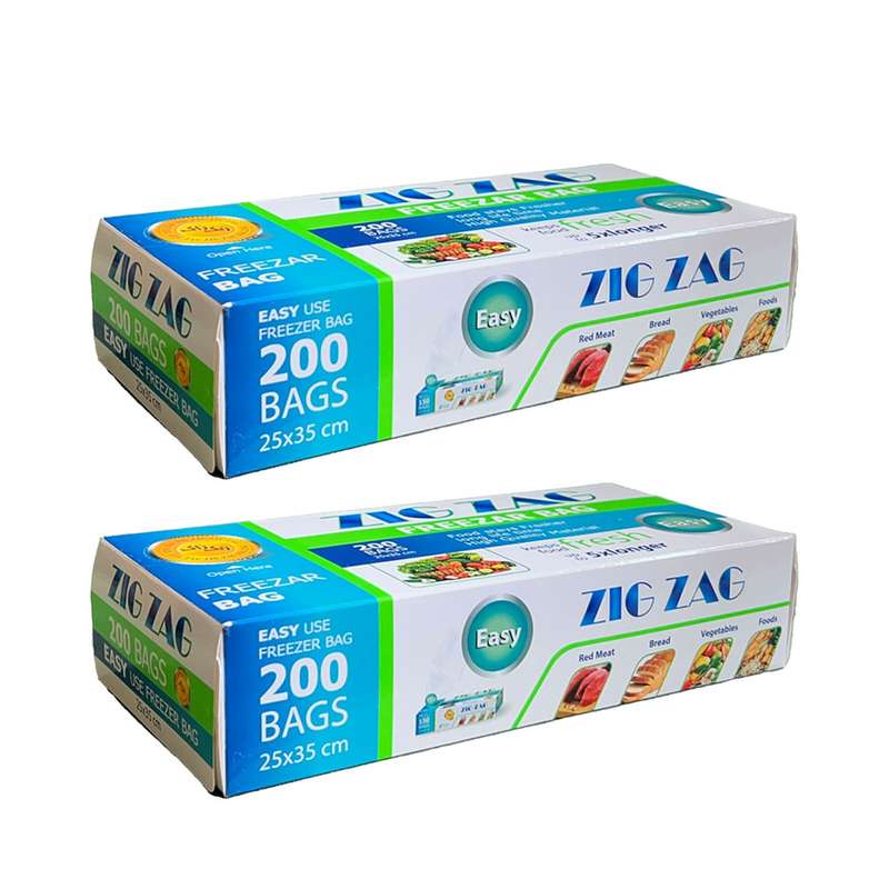 کیسه فریزر زیگ زاگ مدل آسان مصرف - 2 بسته 200 عددی