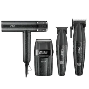 ماشین اصلاح موی سر و صورت شارژی وی جی ار مدل V-640 S4 4in1 به همراه سشوار مجموعه 4 عددی