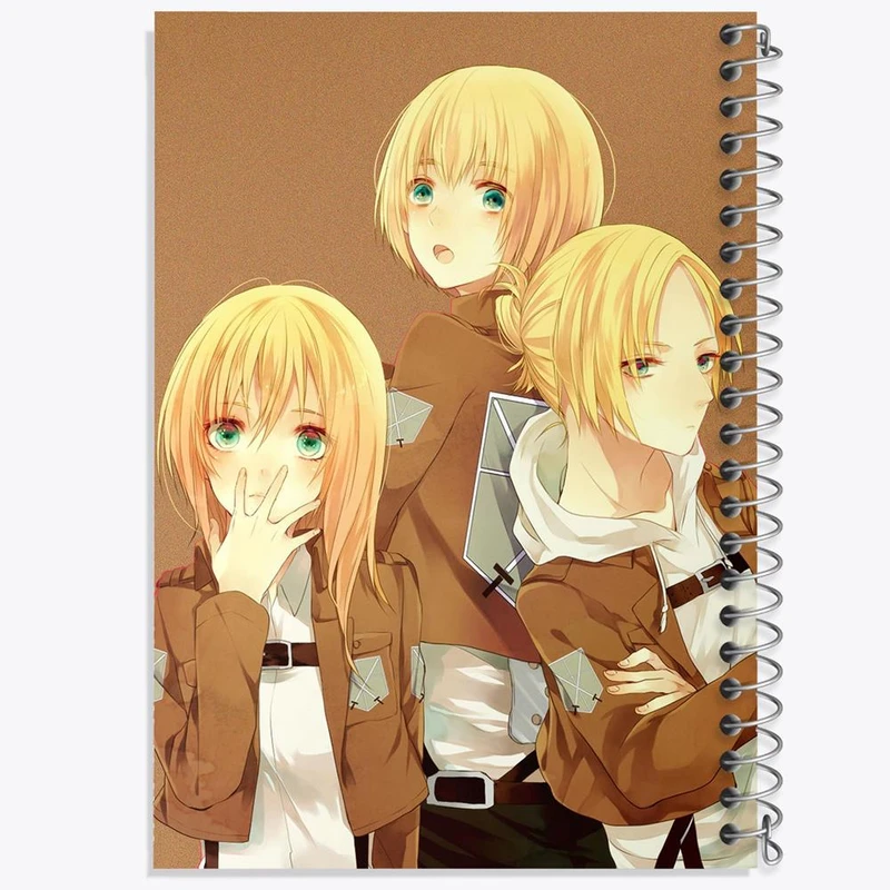 دفتر مشق 50 برگ خندالو مدل هیستوریا و ارمین و آنی انیمه اتک آن تایتان Attack on Titan  کد 11056