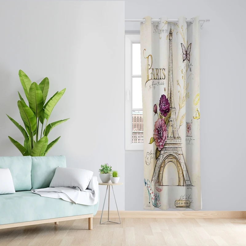 پرده طرح ایفل مدل مخمل پانچی کد 4272a z سایز 140x200 سانتی متر