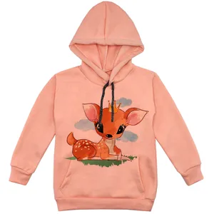 هودی دخترانه مدل آهو F128 رنگ گلبهی 