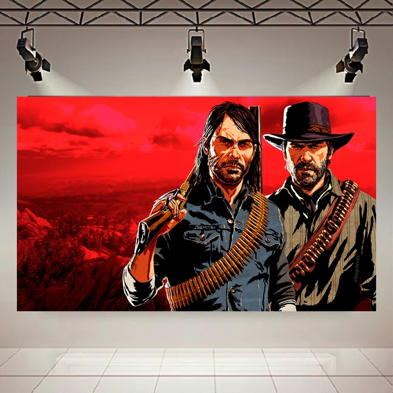 تابلو بوم طرح مخمل گیم Red Dead Redemption 2 مدل آرتور مورگان کد PD1714