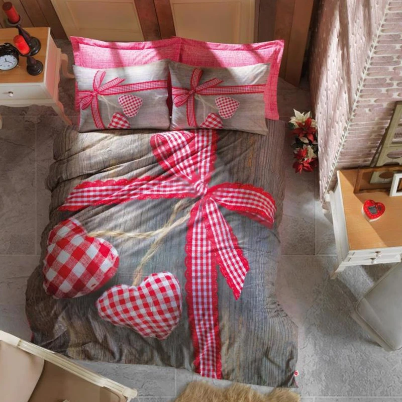 سرویس روتختی کاتن باکس مدل 3D Love Box Kirmizi دو نفره 4 تکه