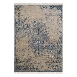 فرش ماشینی زانیس مدل مدرن طرح وینتیج زمینه خاکستری