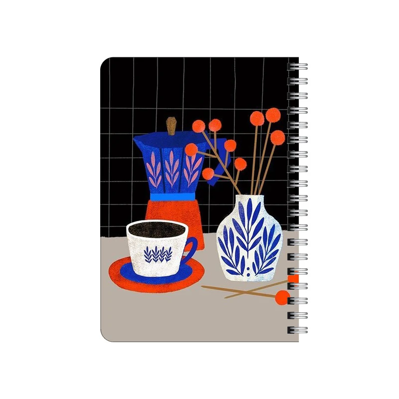 دفترچه یادداشت بامبیلیپ مدل چوبی طرح چیدمان مینی مال قهوه و موکاپات و گلدان کد 1546903